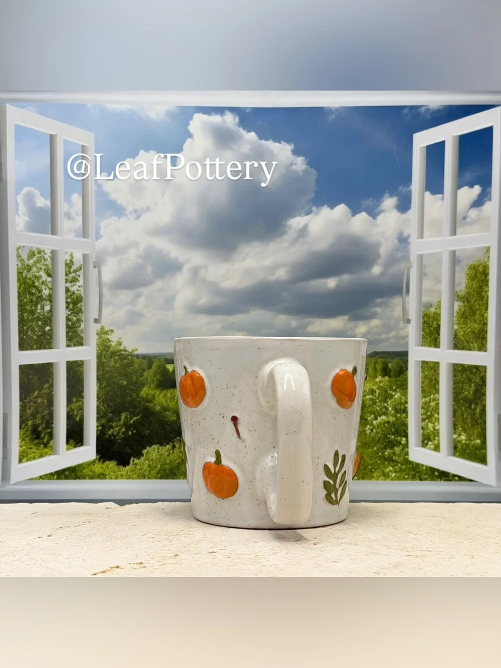 Large Pumpkin Coffee Mug 18 oz, Speckled Autumn Ceramic Tea Cup, Sunday Morning
